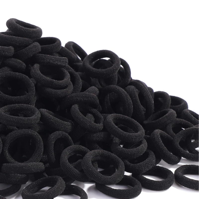 WillingTee 120 Pcs Baby Hair Ties, Cotton Toddler Hair Ties for Girls and Kids, Multicolor Small Seamless Hair Bands Elastic Ponytail Holders,Black - Image 1