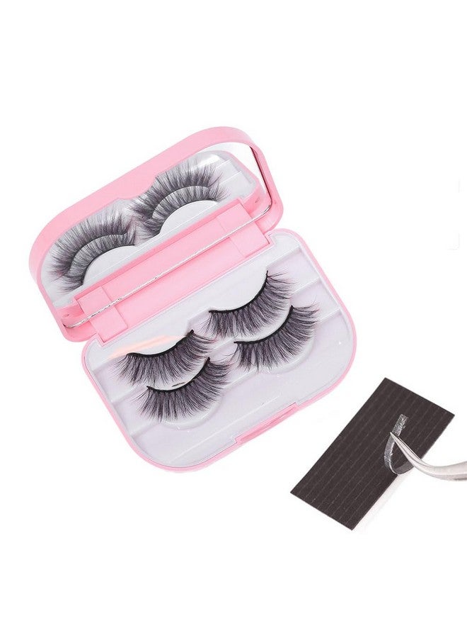 YiQiYi YiQiYi Cosmetic Case Empty Eyelashes Storage Case with Makeup Mirror Holder Box Fake Eyelash Packing Travel Storage Case Eyelashes Bag(Light Pink) - Image 1