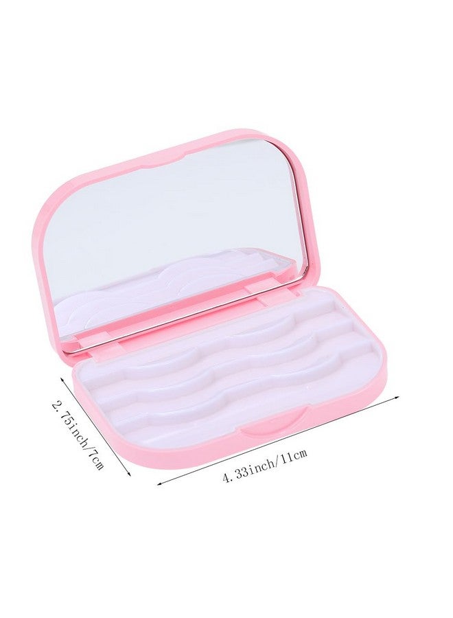 YiQiYi YiQiYi Cosmetic Case Empty Eyelashes Storage Case with Makeup Mirror Holder Box Fake Eyelash Packing Travel Storage Case Eyelashes Bag(Light Pink) - Image 5