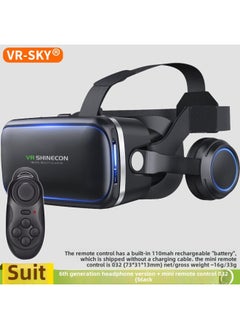 Generic Smart Virtual Reality VR Glasses Headset With Built-In Earphones 3D Glasses For Children Adults Fashion Business And Masses-Color:6 Generation Headset Version 032 Handle  - Image 1