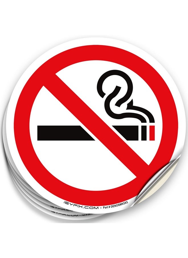 iSYFIX No Smoking Sign Sticker For Business - 6 Pack 5X Inch - Premium Self-Adhesive Vinyl, Laminated For Ultimate Uv, Weather, Water, & Fade Resistance, For Home, Office & Restaurants, Indoor/Outdoor  - Image 1