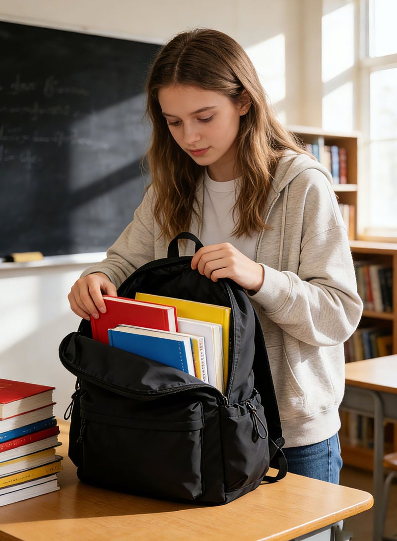 حقيبة الظهر السوداء للنساء الرجال ، حقيبة ظهر للمدارس للفتيان المراهقين ، حقيبة تحمل على الظهر المحمول للكلية للماء للنساء ، حقيبة تحمل على الظهر سفر استمر - Image 2