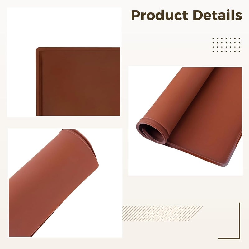 2 قطع من أرضيات الخبز المصنوعة من السيليكون، مقاس 14 × 11 بوصة، باللون البني، مناسبة لأجهزة التجفيف، غير لاصقة، سهلة التنظيف، ومقاومة للحرارة. - Image 2