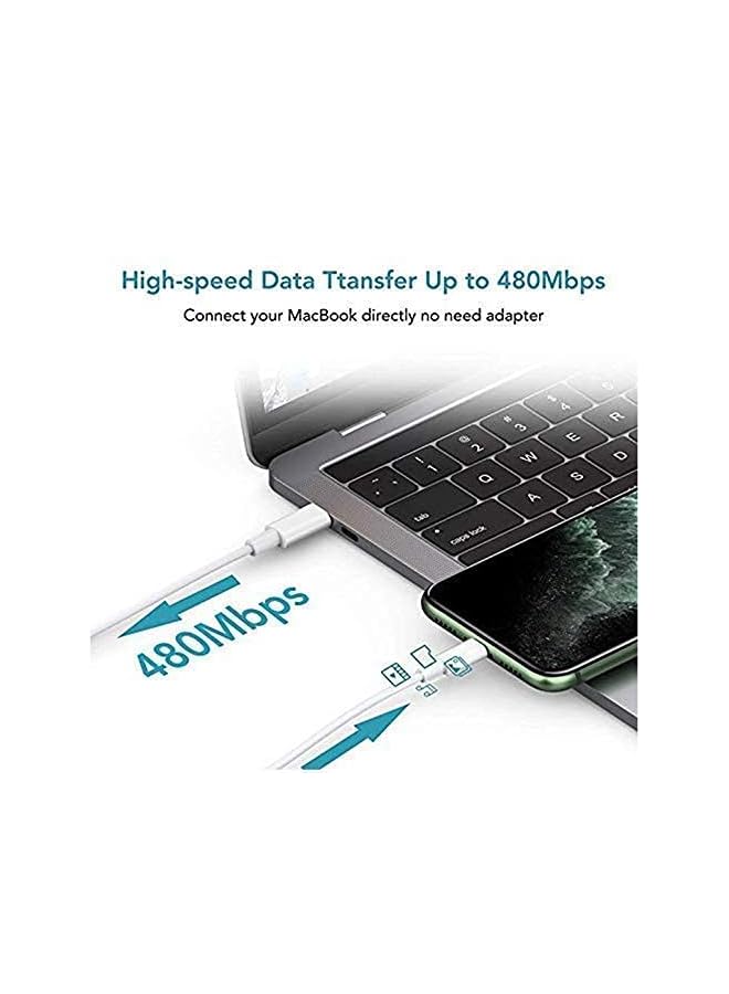 PROMASS C USB to Lightening, Fast Charging & Data Sync USB Cable [Type-C to 8 Pin] Compatible for iPhone X/XR/XS MAX/XS/ 11/11 PRO/ 11 PRO MAX/iPads/iPhone 12/Mini/Pro/Pro Max - (White) - Image 3