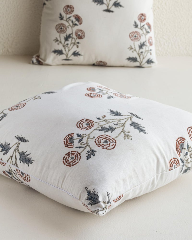 Clasiko Premium Cotton Decorative Throw Cushion Covers for Sofa Living Room ; Set of 5; 22x22 Inches; Marigold Melody - Image 3