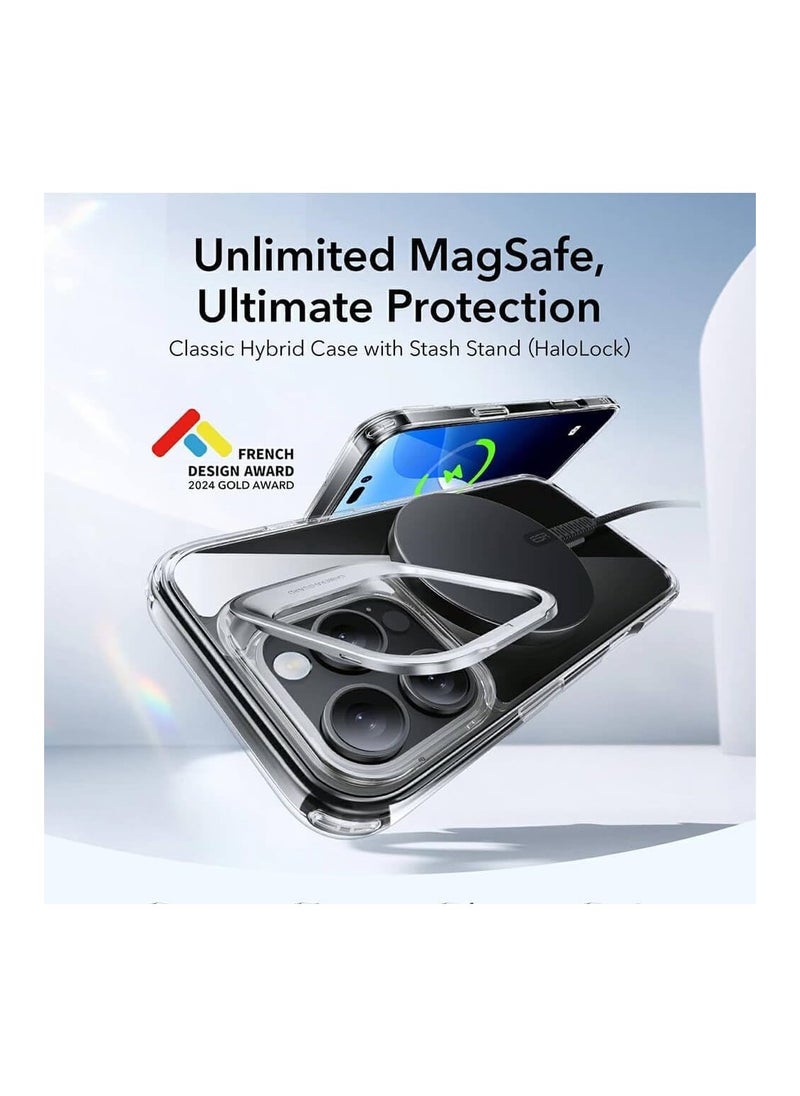 ESR - ESR Classic Hybrid HaloLock Case + Stash Stand Backcover Apple iPhone 16 Pro Max Transparent-ESR-CASE-MSAFE-IP16M-1A750-1A7500102 - Image 1