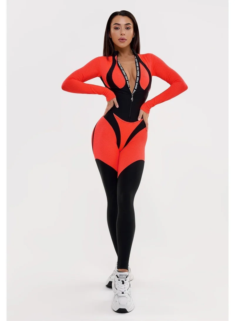 Bona Fide Mistress Orange Neon Mistress Gym Jumpsuit for Women | Best Price UAE