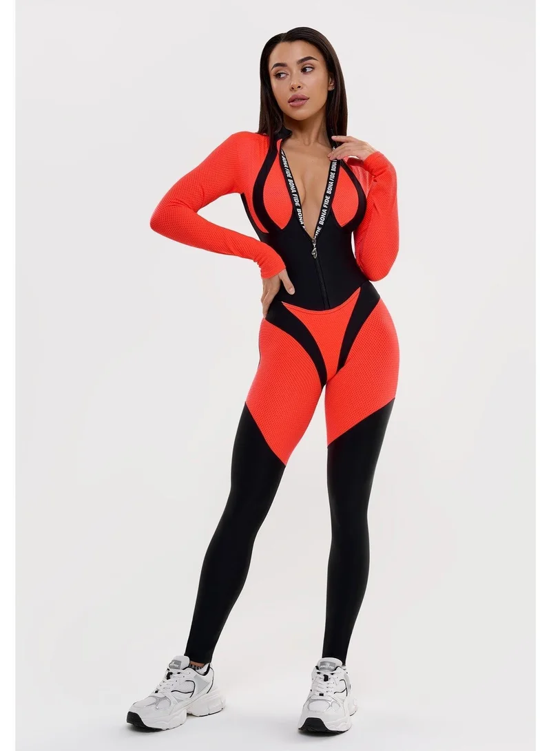 Bona Fide Mistress Orange Neon Mistress Gym Jumpsuit for Women | Best Price UAE