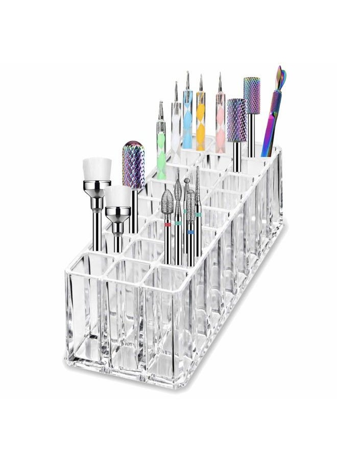 BY ALEGORY - Acrylic Nail Art Tool Organizer 24 Space Deep Slot Wall Storage Vanity Cosmetic Container For All Salon Pro Nailcare Tool Kit Set - Image 1