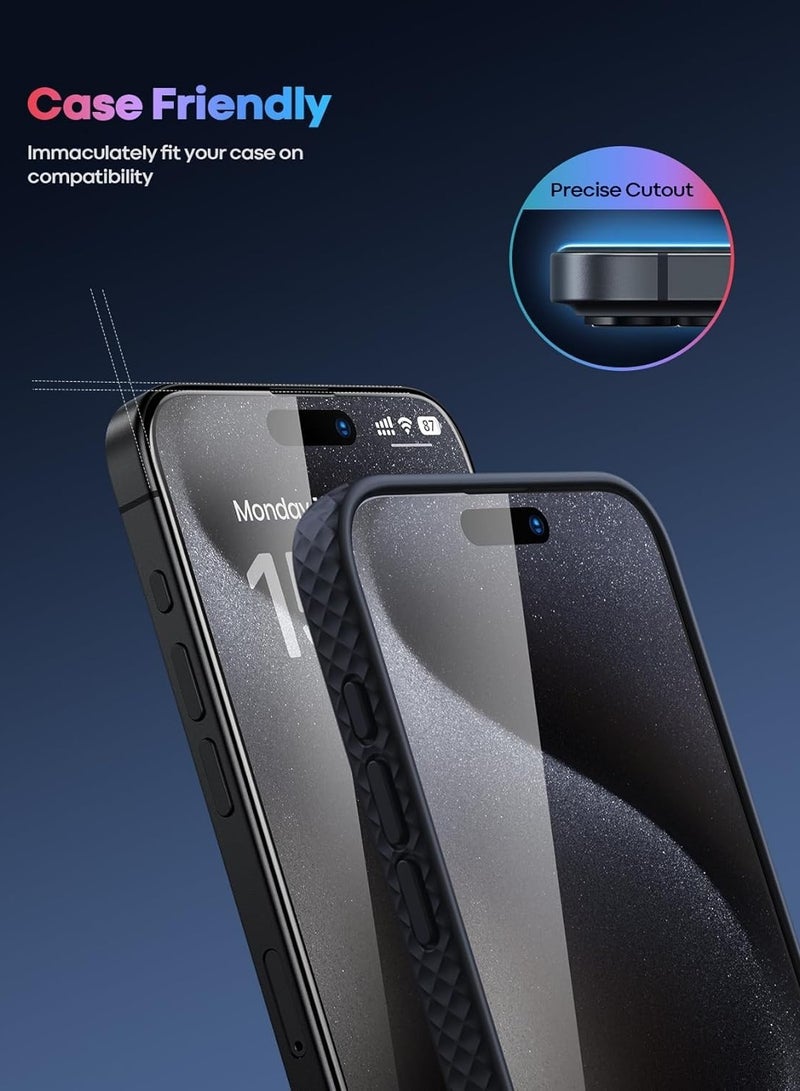 Techie حماية شاشة آيفون 16 - عبوة 2، زجاج غوريلا مقسى 9H، إطار محاذاة سهل التركيب، شفاف للغاية، خالي من الفقاعات، متوافق مع الجرابات - Image 5