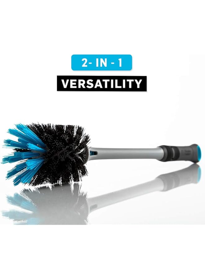 إيروريكس فرشاة تنظيف زجاجة الخلاط 2 في 1 مع شاكر وقشة، عبوة واحدة، رمادي - Image 3