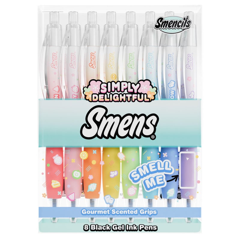 Scentco Simply Delightful Smens - Patented Gourmet Scented Black Gel Ink Pens, Medium Point, 8 Count - Fun, Cute, Cool, Smelly Pens for Kids - Image 1