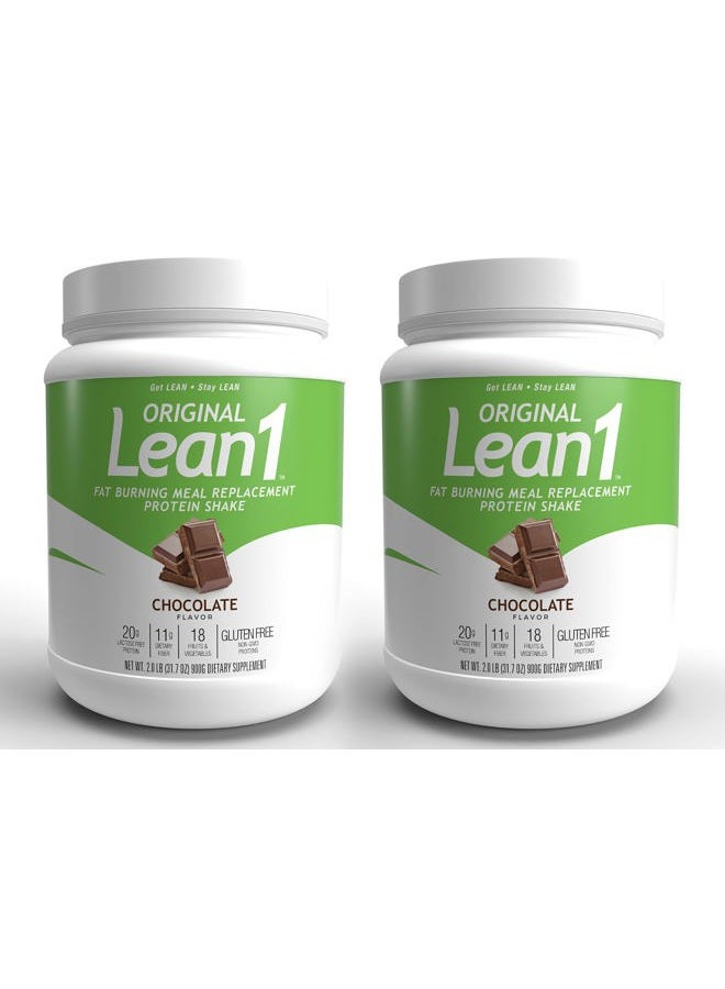 Lean1 Meal Replacement Protein Shake, Chocolate Flavor, 2-PACK of 15 Serving Tubs - Image 1