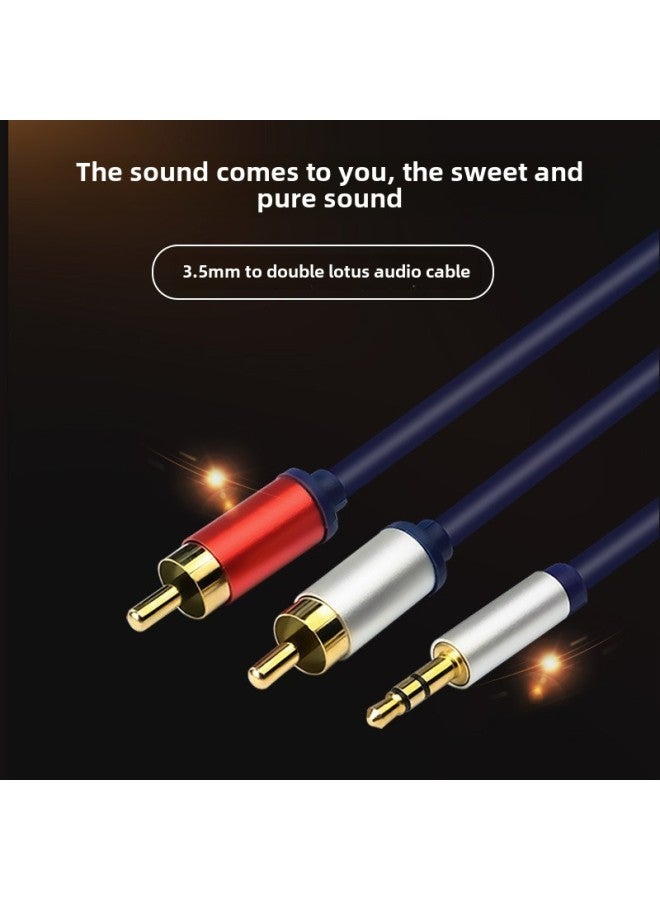 3.5mm One-to-two Audio Cable 1 To Two RCA Double Lotus Computer Audio Mobile Phone 1 To 2 Lotus Head Audio Cable-Color:3.5mm To Double Lotus Head-black-Length:10 M  - Image 1