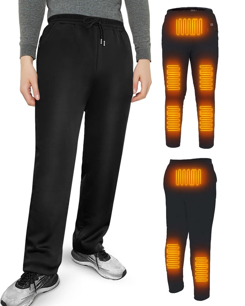 FERNIDA Heated Pants for Men Women, 8 Heated Zones, Winter Warm Heating Sweatpants Skiing Hiking Fishing Walking Trouser, No Battery, S Black - Image 1