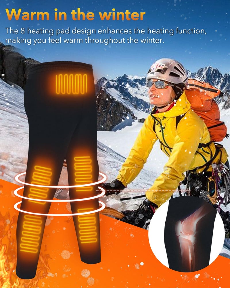 FERNIDA Heated Pants for Men Women, 8 Heated Zones, Winter Warm Heating Sweatpants Skiing Hiking Fishing Walking Trouser, No Battery, S Black - Image 3