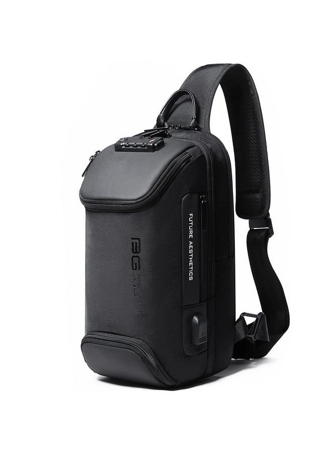 BANGE Sling Bag, Waterproof Men's Chest Bag Shoulder bags Crossbody Sling Backpack for Men, Black Upgrade Anti-theft, Medium, Fashion - Image 1