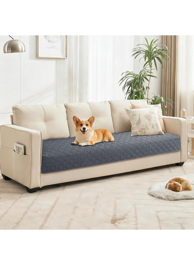 بطانية للكلاب مقاومة للماء ، غطاء سرير ناعم غير قابل للانزلاق، غطاء اريكة للكلاب قابل للغسل، يحمي الاريكة والاثاث والقفص والسيارة (30 × 70 انش، رمادي داكن) - Image 1