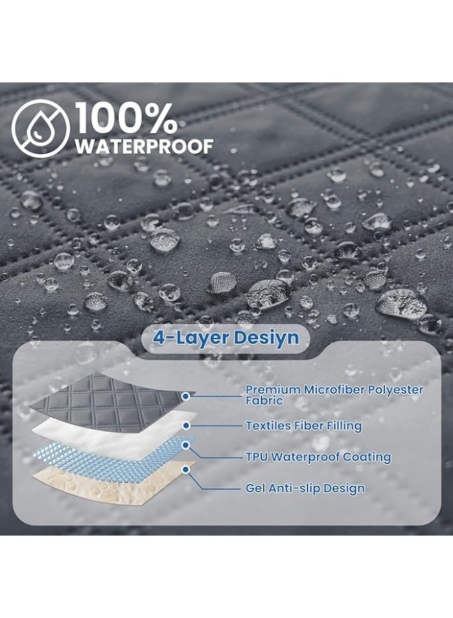 بطانية للكلاب مقاومة للماء ، غطاء سرير ناعم غير قابل للانزلاق، غطاء اريكة للكلاب قابل للغسل، يحمي الاريكة والاثاث والقفص والسيارة (30 × 70 انش، رمادي داكن) - Image 3