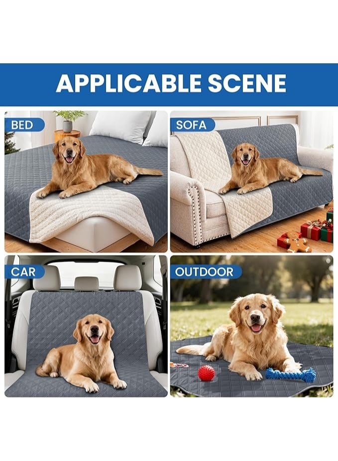 بطانية للكلاب مقاومة للماء ، غطاء سرير ناعم غير قابل للانزلاق، غطاء اريكة للكلاب قابل للغسل، يحمي الاريكة والاثاث والقفص والسيارة (30 × 70 انش، رمادي داكن) - Image 4