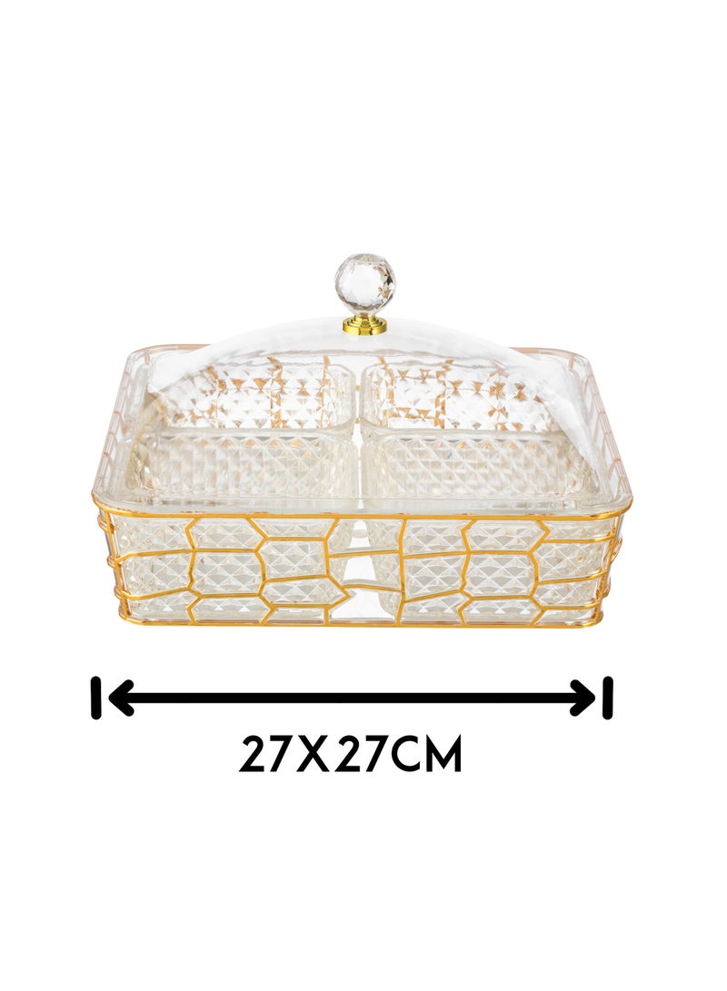 Bin Shihon Gold acrylic nut dish with lid, 4 compartments - Image 4