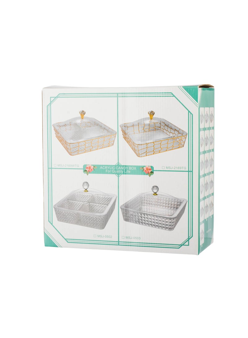 Bin Shihon Gold acrylic nut dish with lid, 4 compartments - Image 5