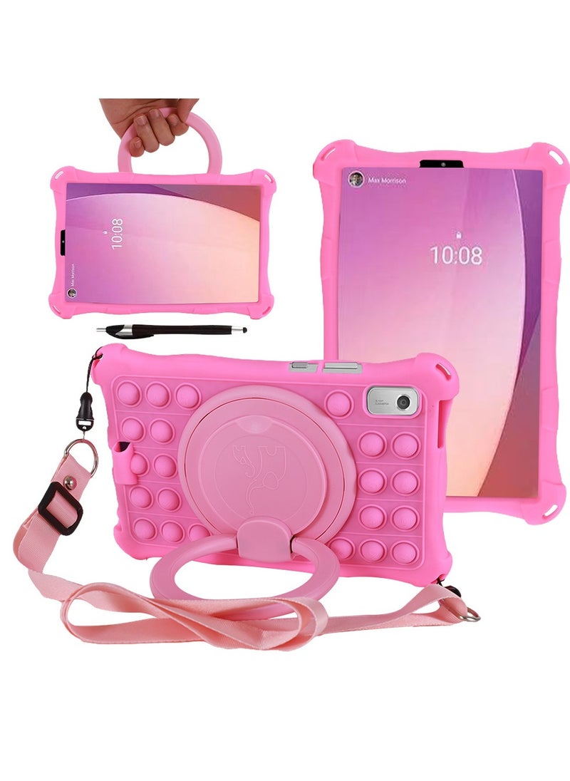 General Case Compatible with Lenovo Tab M9 TB-310FU TB 310XC 9.0'' 2023 Kids Soft Silicon 360 Rotating Ring Stand Cover with Should Strap and Pen  - Image 1