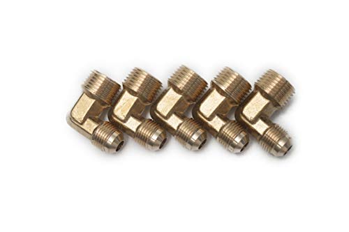 LTWFITTING Brass Flare3/8" OD x 1/2" Male NPT 90 Degree Elbow Tube Fitting (Pack of 5) - Image 1