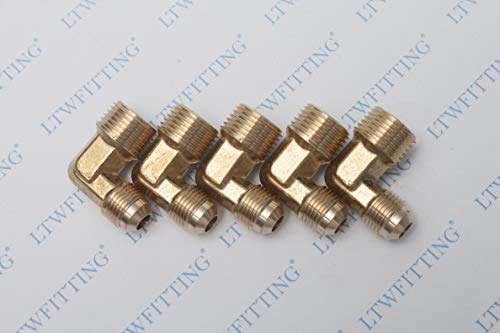 LTWFITTING Brass Flare3/8" OD x 1/2" Male NPT 90 Degree Elbow Tube Fitting (Pack of 5) - Image 2