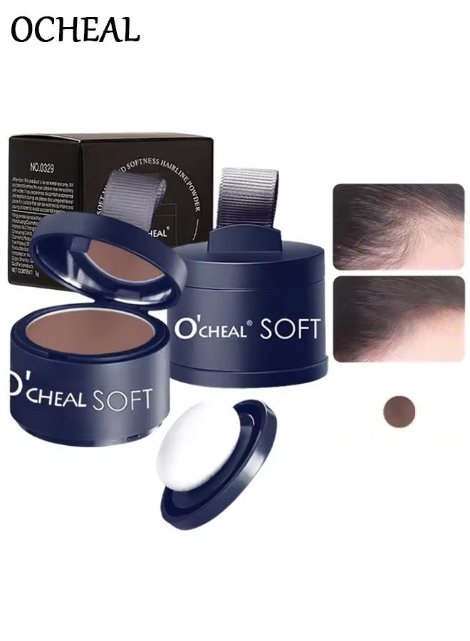 اوكيل ضباب ناعم ونعومة شعري Powde ، بودرة شعري سحرية فور خط شعر Shadow غطاء سريع خافي عيوب جذر الشعر مع غطاء جذر Puff Touch للشعر الخفيف مقاوم للماء (لون قهوة عميق) - Image 1
