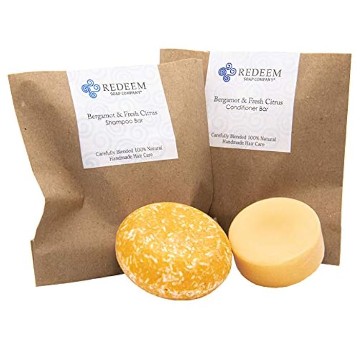 Shampoo & Conditioner Bars, Bergamot & Citrus, 3 oz Shampoo Bar, 1 oz Conditioner Bar, Zero Waste, SLS Free, Paraben Free, Made in USA - Image 1