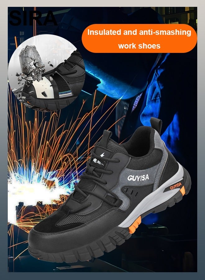 SIRA Men's 10KV Insulated Safety Shoes - Anti-Slip & Puncture-Proof Work Boots with Composite Toe, Lightweight & Breathable for Electricians, Construction, Warehouse (Black) - Image 1