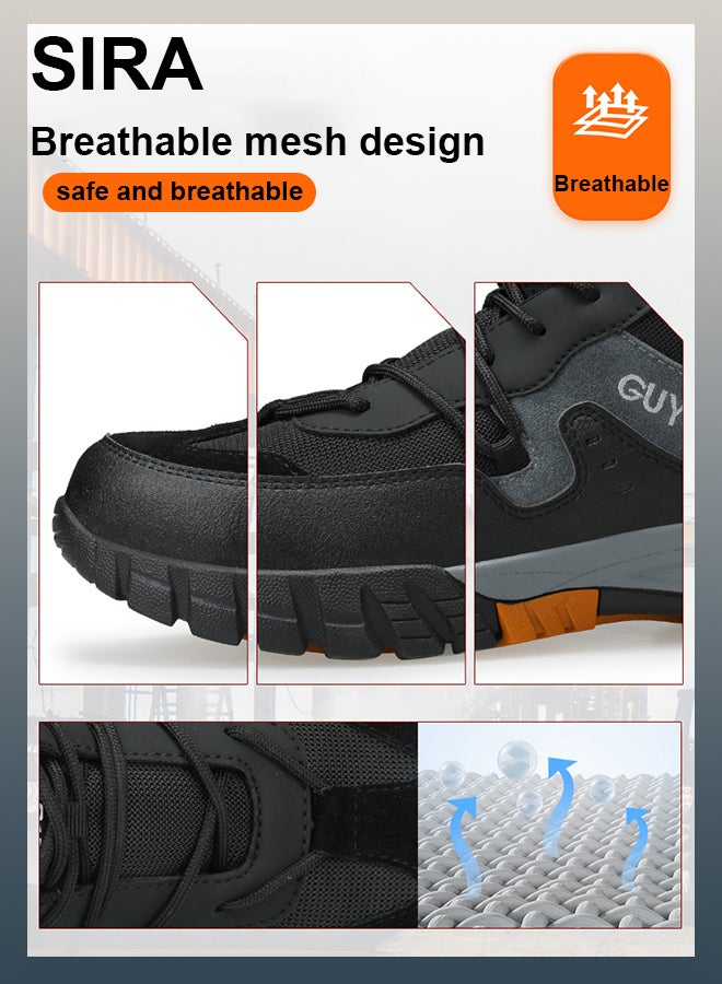 SIRA Men's 10KV Insulated Safety Shoes - Anti-Slip & Puncture-Proof Work Boots with Composite Toe, Lightweight & Breathable for Electricians, Construction, Warehouse (Black) - Image 3