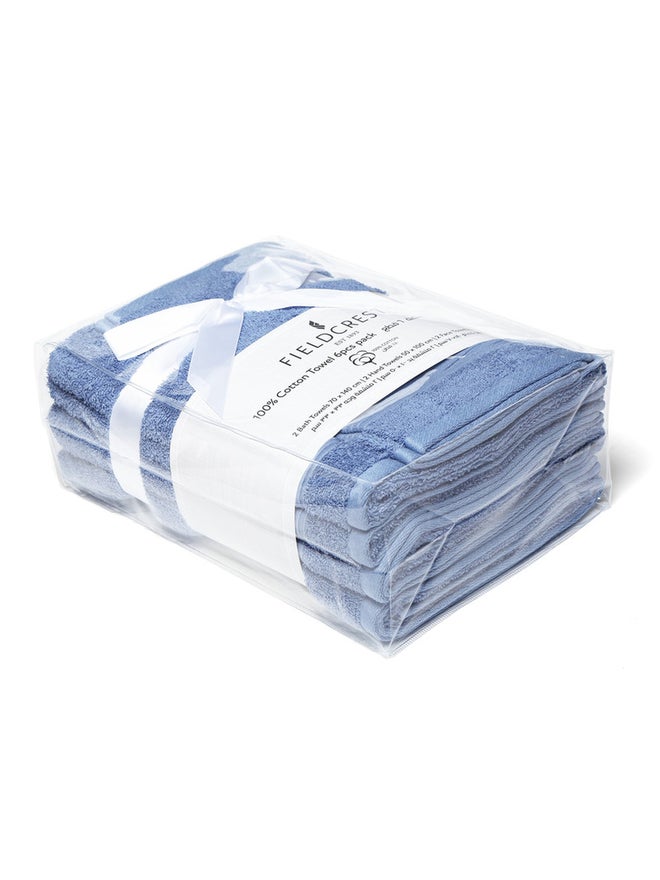 FIELDCREST 6-Piece Plain Bath Towel 500 Gsm 500 Gsm City Blue - Image 5
