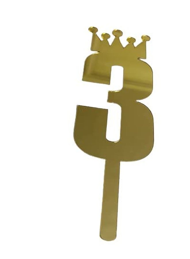 MOREL Gold Color Number 3 Cake Topper with Happy Birthday Topper for Birthday Decorate Kids Cake Flags for Girl/Boys/Kids. - Image 3
