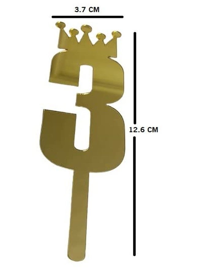 MOREL Gold Color Number 3 Cake Topper with Happy Birthday Topper for Birthday Decorate Kids Cake Flags for Girl/Boys/Kids. - Image 2