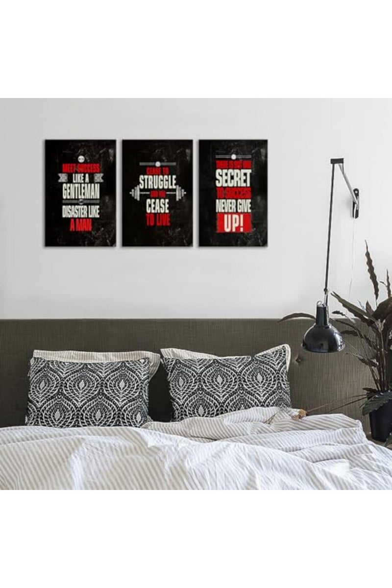 KAWAHONE Inspirational Workout Room Wall Art Prints Motivational Quotes Gym Wall Art Bodybuilding Posters Sports Artwork Framed for Home Office Gym Ready to Hang - Image 3
