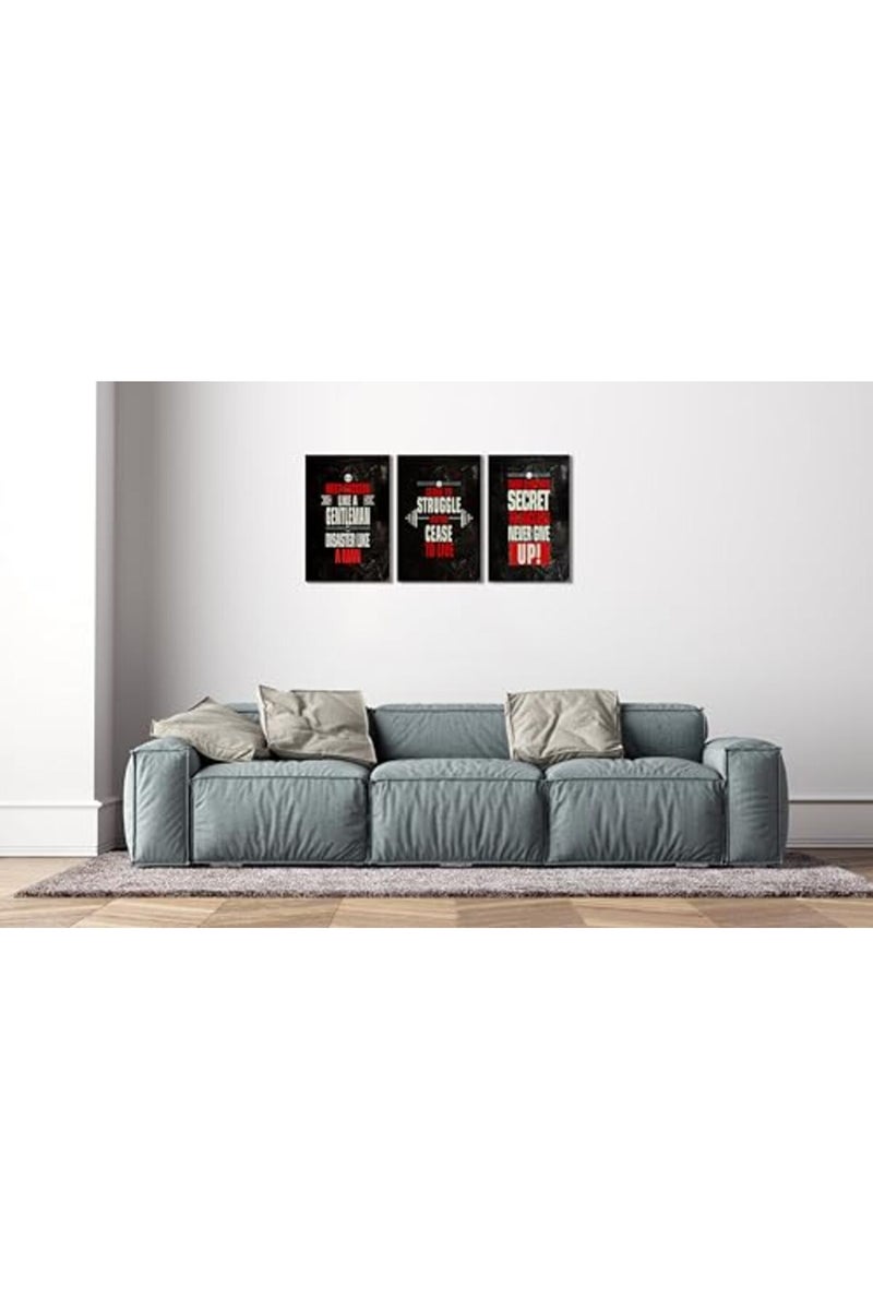 KAWAHONE Inspirational Workout Room Wall Art Prints Motivational Quotes Gym Wall Art Bodybuilding Posters Sports Artwork Framed for Home Office Gym Ready to Hang - Image 2