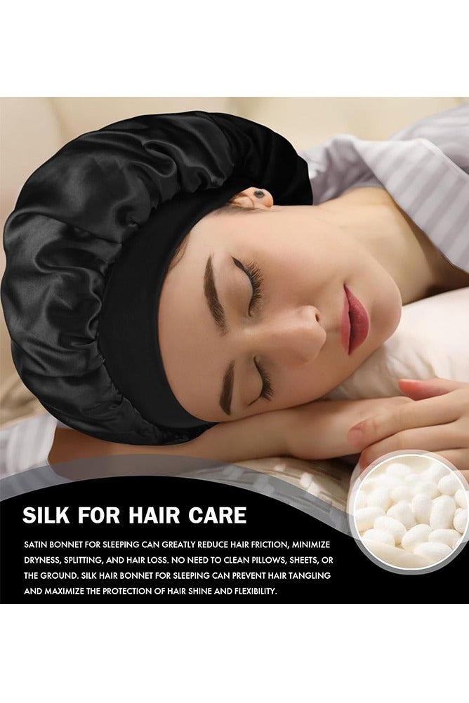 Satin Bonnet Silk Bonnet for Sleeping, Bonnets for Women Bonnet for Sleeping Large Sleep Cap, Wide Soft Band Bonnet for Curly Hair - Image 5