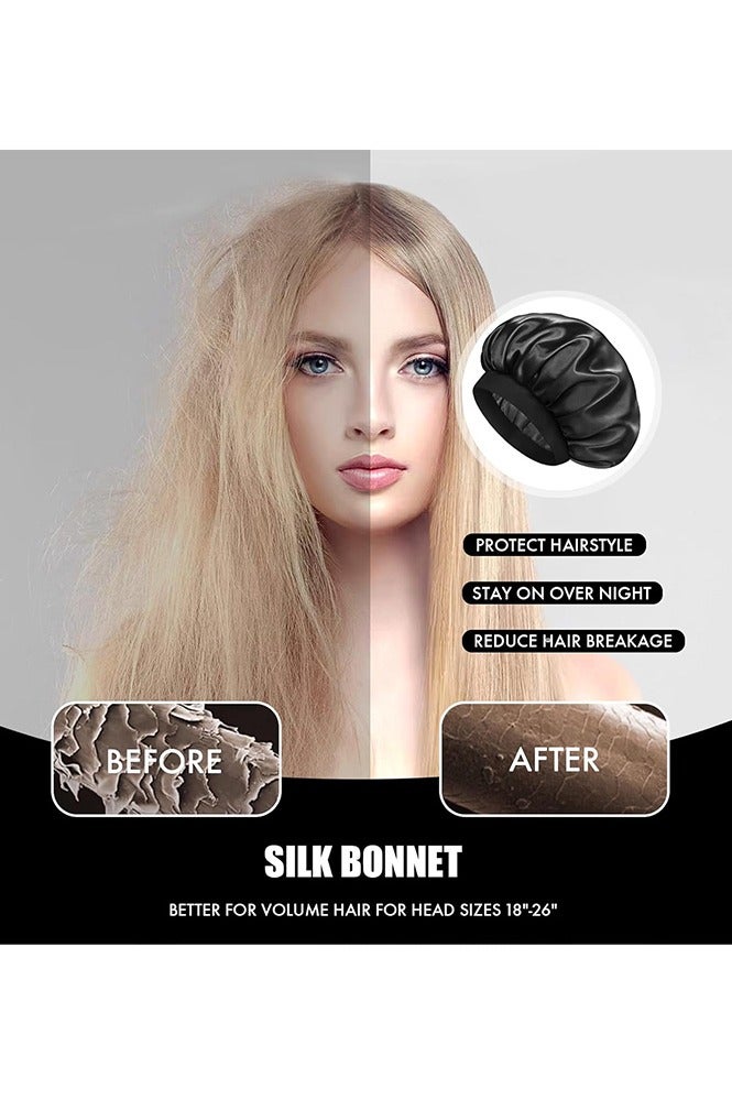 Satin Bonnet Silk Bonnet for Sleeping, Bonnets for Women Bonnet for Sleeping Large Sleep Cap, Wide Soft Band Bonnet for Curly Hair - Image 4