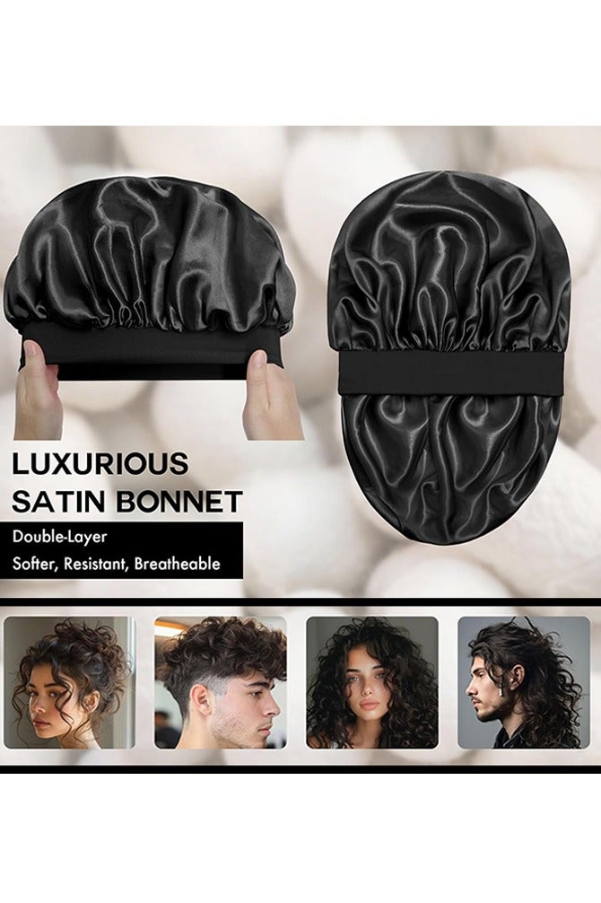 Satin Bonnet Silk Bonnet for Sleeping, Bonnets for Women Bonnet for Sleeping Large Sleep Cap, Wide Soft Band Bonnet for Curly Hair - Image 3