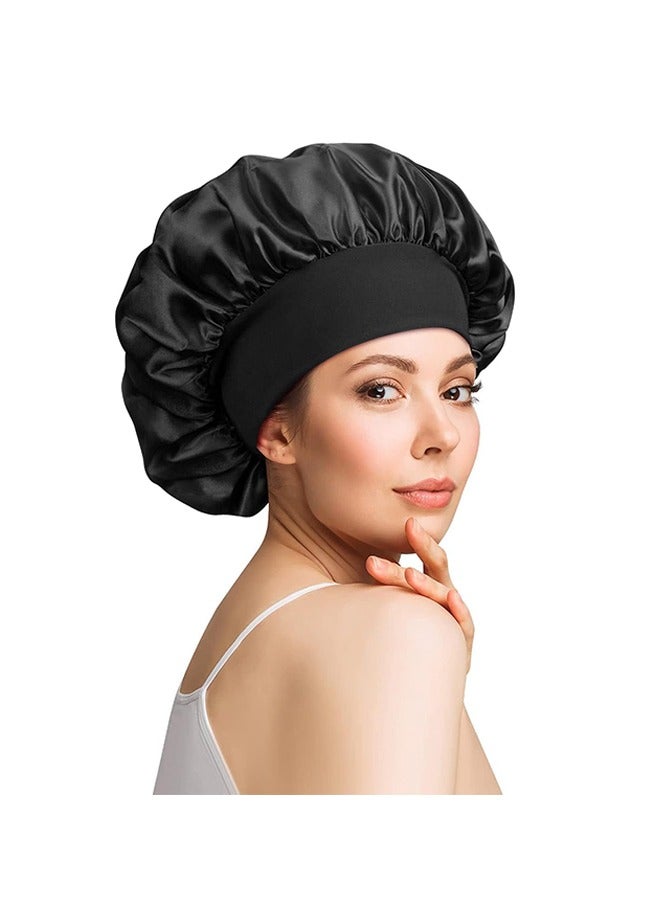 Satin Bonnet Silk Bonnet for Sleeping, Bonnets for Women Bonnet for Sleeping Large Sleep Cap, Wide Soft Band Bonnet for Curly Hair  - Image 1