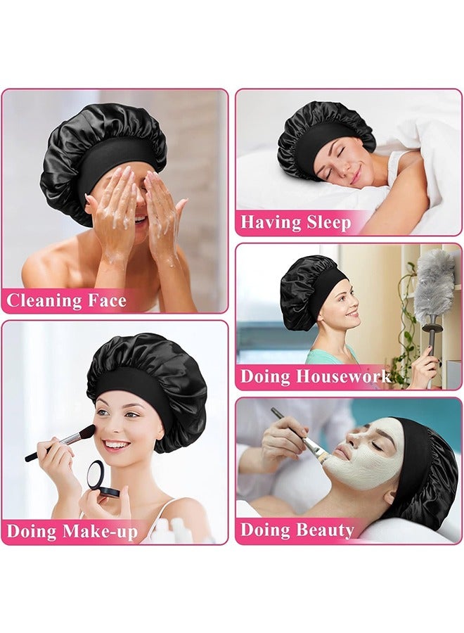 Satin Bonnet Silk Bonnet for Sleeping, Bonnets for Women Bonnet for Sleeping Large Sleep Cap, Wide Soft Band Bonnet for Curly Hair  - Image 3