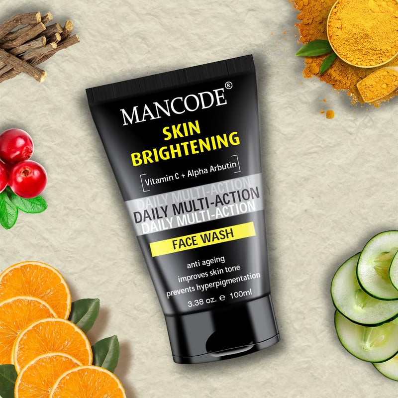 MAN CODE Mancode Daily Action Face Wash for Men with Vitamin C and Alpha Arbutin Clear Skin Oil Control Acne Defense Dark Spot Reduction Pollution Protection  Pack of 1  Mens Face Wash100ml  - Image 5
