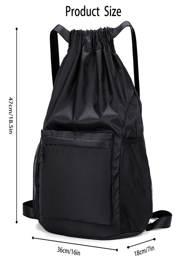 Dntorx Drawstring Backpack, Gym Bag with Water Bottle Pocket, Drawstring Sackpack, Waterproof String Backpack for Soccer, Basketball, Swim for Women Men - Image 2