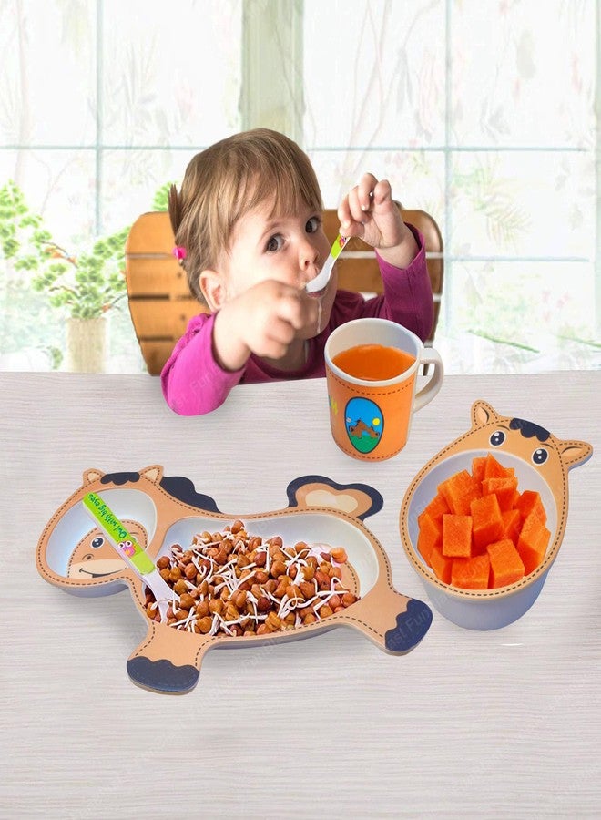 FunBlast 5 Pcs Cartoon Theme Bamboo Fiber Baby Feeding Set - Tableware/Crockery Dining for New Born and Toddlers - Image 5