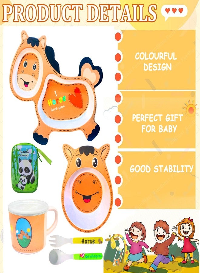 FunBlast 5 Pcs Cartoon Theme Bamboo Fiber Baby Feeding Set - Tableware/Crockery Dining for New Born and Toddlers - Image 3
