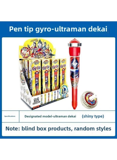 Smart Ultraman Hero Nib Gyro Pen Blind Box Children Toy Boy Fighting Spin Magic Birthday Gift-Color:Designated [dekai] Ultraman Pen Tip Top + Battle Disk