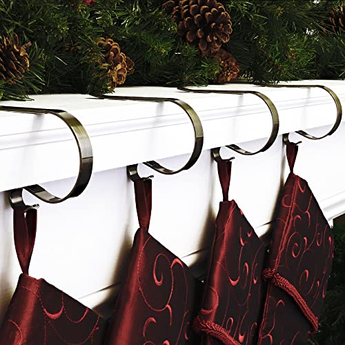 Haute Decor The Original MantleClip Stocking Holder - 4 Pack (Antique Brass) - Hang Christmas Stockings Safely and Securely from Mantels Up to 3 Inches Thick - Image 2