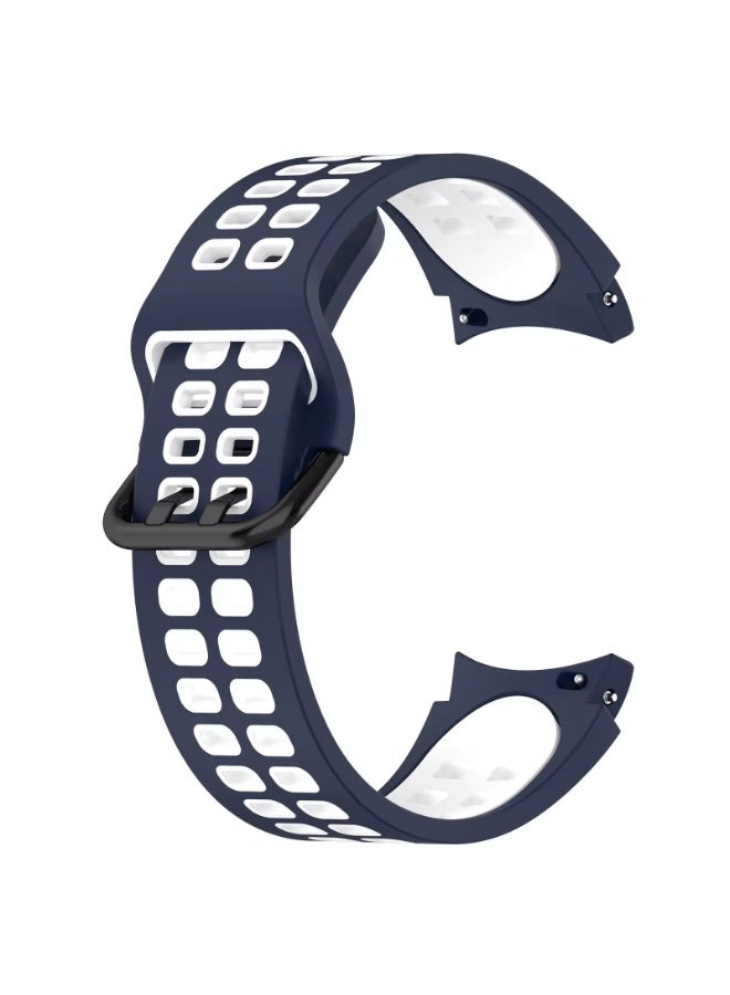 Silicone Strap for Samsung Galaxy Watch 4/5/6/7 44mm 40mm/Classic 46mm 42mm 47mm 43mm/Samsung Watch 5pro 45mm Bracelet (Blue/White)